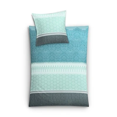 Image of Kleine Wolke Small clouds bed linen set “Estrella, Cotton, petrol, 155 x 220 cm