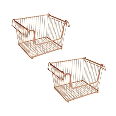 Image of HOMION Large Stacking Basket Storage Veg Rack Stackers Shelf Multi Purpose Stackable Wire with Carry Handles Kitchen Fruit Stand Display (2)