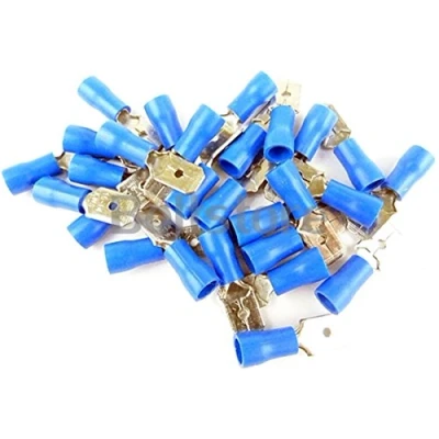 Image of Blue Male Spade Crimp Connector Terminal Push On Cable Joiner 10pc Pack