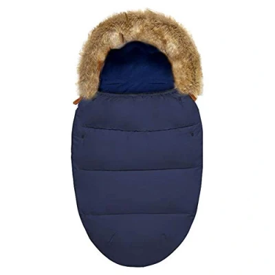Image of Pram Universal Footmuffs Fleece Lined Snuggly Cosy Toes Footmuff Bunting Bags Waterproof Fitting for Pushchairs Strollers Prams Buggy Car Seat (Navy)