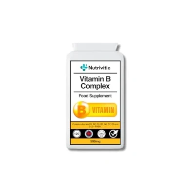 Image of Vitamin B Complex Daily 120 Capsules Energy, Metabolism &amp; Nervous System Support 4 Month Supply Supplement for Vegetarians Vegans Made in The UK by Nutrivitie
