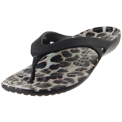 Image of Crocs Women&#039;s Kadee II Flip W Clog, Black/Multi Animal, 7 UK