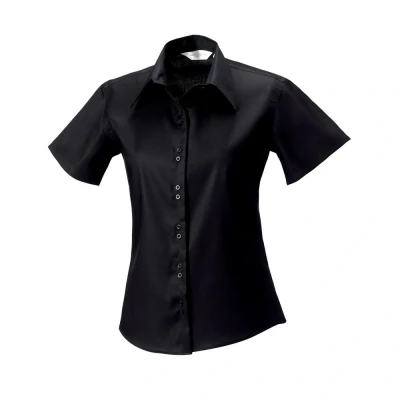 Image of Russell Athletic Collection Womens/Ladies Ultimate Short Sleeved Shirt (Black) Cotton Size 16 UK