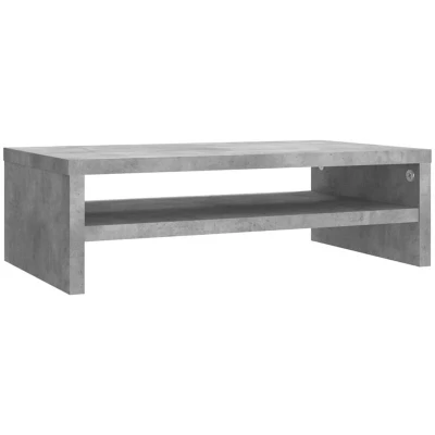 Image of vidaXL Concrete Grey Monitor Stand in Engineered Wood Modern TV Cabinet or Riser with Storage Shelf, Ideal for Bedroom Office Use
