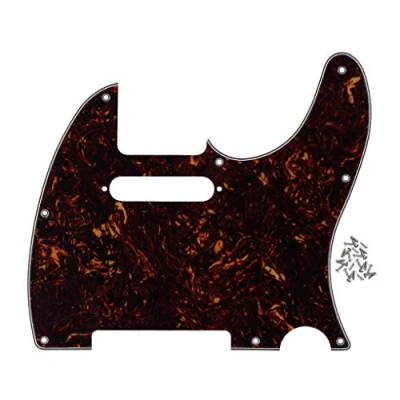 Image of FLEOR 8 Hole 4Ply Brown Tortoise Shell TL Pickguard Single Coil Neck Cut Guard Plate with Mounting Screws for U.S./Mexican Standard TE Replacement