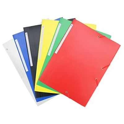 Image of Waytex Pack of 6 Elasticated Folders 3 Flaps Polypropylene 4.5/10 Soft A4 Assorted Colours