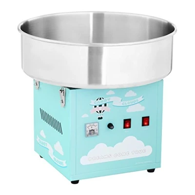 Image of Royal Catering Commercial Candy Floss Machine RCZK 1200 BG (1200 W, Ø 52 cm, 1 Unit / 30 60 s, Sep. Control: Thermostat and Rotation, Incl. Measuring Spoon) Turquoise