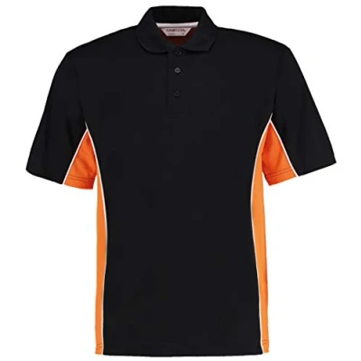 Image of Gamegear Men&#039; Track Pique Polo, Black/Orange/White, X Large. KK475