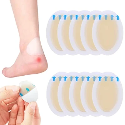 Image of 10 Pack Invisible Blister Plasters Hydrocolloid Cushion Gel Guard Waterproof Bandages for Heel Foot Toe and Skin