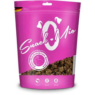 Image of SnackOMio Premium dog snack crispy rabbit meat cubes, grain free, 1 pack (1 x 125g)