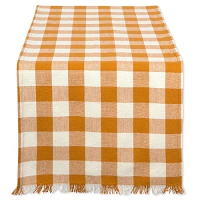 Image of DII Check Tabletop, Cotton, Pumpkin Spice, Table Runner, 14x108