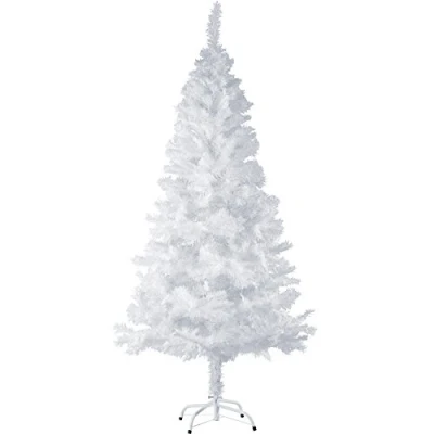 Image of Tectake® Christmas Tree with Metal Stand, Bushy Tree, Realistic, Natural and Artificial Pine Fall Safety Allergy Safe Decorations, white 180 cm