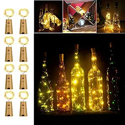 Image of FANSIR Wine Bottle Lights with Cork, 8 Pack Battery Operated LED Cork Shape Copper Wire Fairy Mini String for DIY, Party, Decor, Wedding Indoor Outdoor Warm White