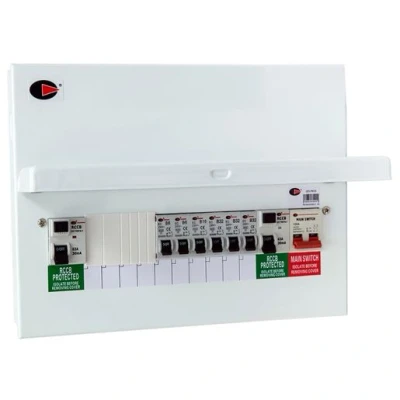 Image of Lewden 10 Way Flexible Dual Populated RCCB Board High Integrity Metalclad Consumer Unit with 6 Miniature Circuit Breaker QFS PM10