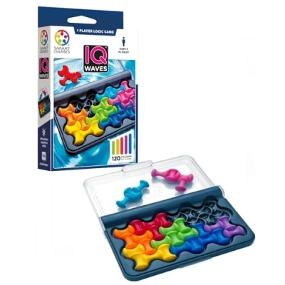 Image of SmartGames IQ Waves, Puzzle Game with 120 Challenges, Ages 6+, Blue, Yellow, Red