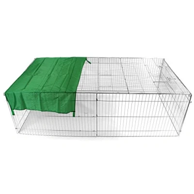 Image of Metal Run for Rabbit/Guinea Pig/Chicken/Duck/Ferret/Dog/Cat Pet Enclosure with Roof Sunshade (XXL) 74279