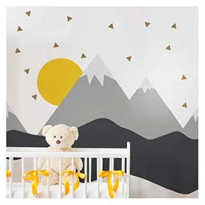 Image of Ambiance Stickers Scandinavian Nordika Mountains Wall Decals, DIY Home Decor, Peel and Stick Removable Stickers, Waterproof Self Adhesive Art H60 x L140 CM