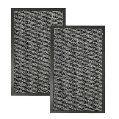 Image of KAV Washable Door Mat Dirt Trapper Durable Non Slip Mats Indoor Perfect Dust Absorbent Rug for Home, Kitchen, Office (40x60) cm, (1.31 x 1.97) ft Grey Pack of 2