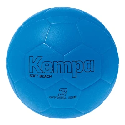 Image of Kempa Soft beach handball suitable for use on sand non slip ball surface low risk of injury fluorescent blue