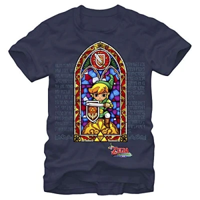 Image of Nintendo Men&#039;s Stained Glass T Shirt, Navy, XXXL