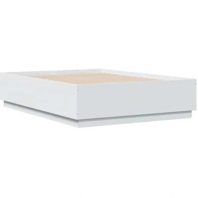Image of vidaXL Bed Frame with LED without Mattress White 120x190 cm Small Double