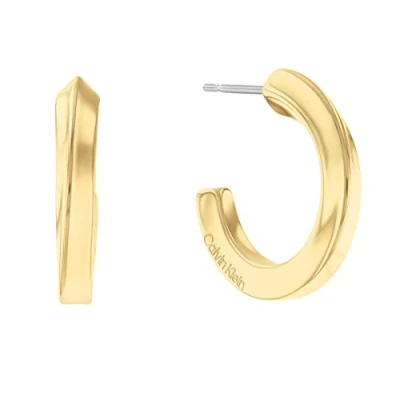 Image of Calvin Klein Women&#039;s TWISTED RING Collection Hoop Earrings Yellow gold 35000311