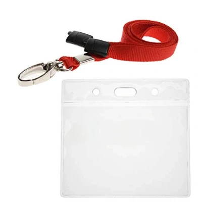 Image of ALG ID Cards® Red Card Badge Wallet Lanyard Neck Strap with Metal Clip &amp; Safety Breakaway Release for Pass Holder