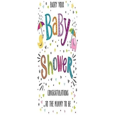 Image of Regal Publishing Modern Congratulations Baby Shower Card 8 x 6 inches,blueredpeachgreyblack