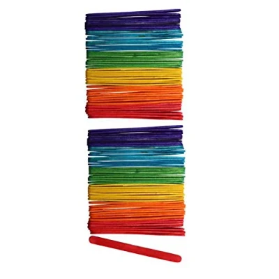 Image of GLOREX Made of Colourfully Birch Wood, in The Form ice Sticks, Approx. 4.5&quot; Long with Rounded Ends, 100 Pieces, Versatile for Crafts, Lacquered, Colourful Varnished, 11 cm