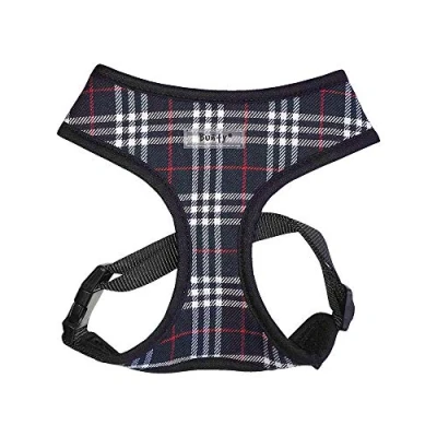 Image of Bunty Tartan Dog Harness Medium Soft, Breathable and Adjustable No Pull for Dogs. Comfortable Anti Navy Blue