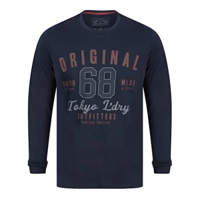 Image of Tokyo Laundry Men&#039;s Hands Vintage Retro Graphic Cotton Jersey Long Sleeve Top