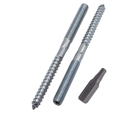 Image of SKIR&#039;CO (10 pcs) Hanger Bolts M8 x 110 mm, Double Ended Thread Dowel Screws, Headed