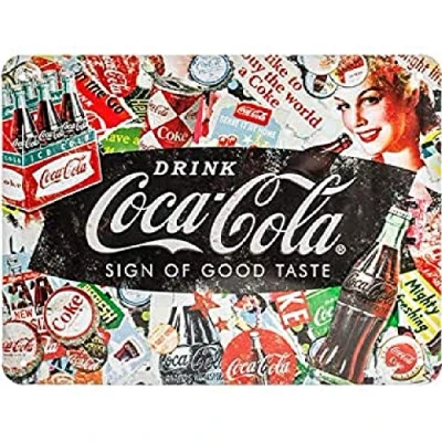 Image of Nostalgic Art Retro Tin Sign Coca Cola Collage Gift idea for Coke fans, Metal Plaque, Vintage design wall decoration, 15 x 20 cm