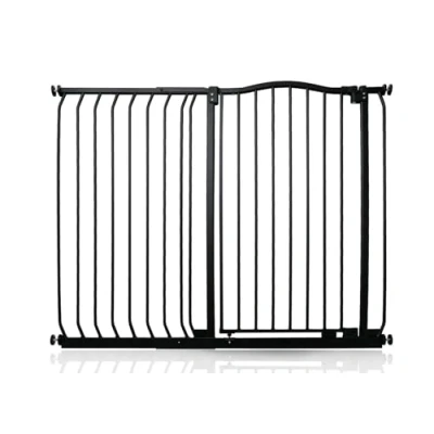 Image of Safetots Extra Tall Curved Top Safety Gate, 116cm 125cm, Matt Black, 100cm in Height, Pressure Fit Stair Baby Gate for Doors Hallways and Spaces, Barrier, Easy Installation