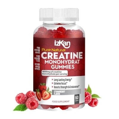 Image of Creatine Monohydrate Gummies 4000mg for Men &amp; Women 60 Chewable Strawberry Flavoured Pre Workout Gym Supplement Keto Vegan (1 Months Supply) (1)
