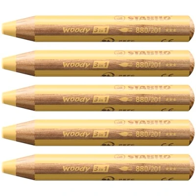 Image of Multi Talented Pencil STABILO woody 3 in 1 Pack of 5 Pastel Yellow