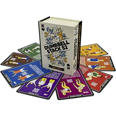 Image of Stack 52 Dumbbell Exercise Cards. Workout Playing Card Game. Video Instructions Included. Perfect for Training with Adjustable Free Weight Sets and Home Gym Fitness. (2019 Mega Pack)