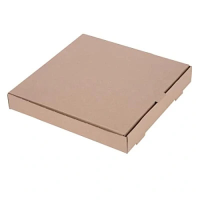 Image of Fiesta Compostable Plain Cardboard Pizza Boxes 12 inch (Pack of 100), Kraft Colourway, Corrugated Construction, Takeaway Boxes, Recyclable, Home or Catering Use, DC724
