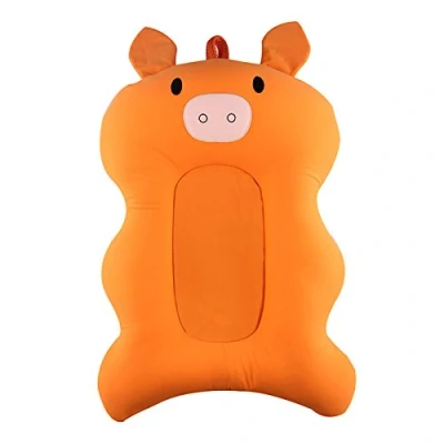 Image of Baby Bather Infant Bath Pad, Moonvvin Floating Soft Pillow &amp; Lounger Newborn Pad Tub Cushion (Orange Pig)
