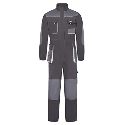 Image of Yukirtiq Men&#039;s Patchwork Dungarees Coverall Work Wear Overalls Knee Pad Mechanics Boilersuit Heavy Duty with Reflective Element