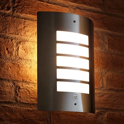 Image of Auraglow Dusk Till Dawn Photocell Daylight Sensor Switch Outdoor Wall Light, Warm White Silver
