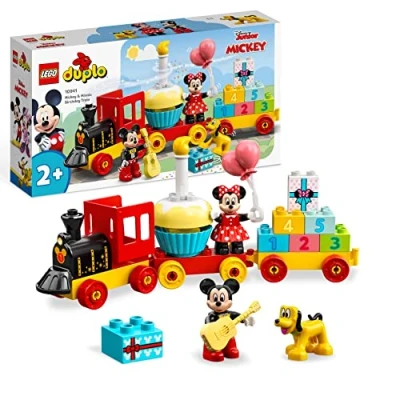 Image of LEGO 10941 DUPLO Disney Mickey &amp; Minnie Birthday Train, Building Toys for Toddlers with Number Bricks, Cake and Balloons, 2 Year Old Girls Boys Gifts