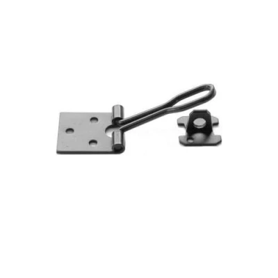 Image of 3 x Door HASP and Staple Set Wire Type Black Japanned 75MM INCH