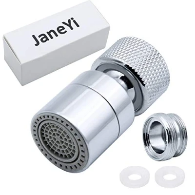 Image of JaneYi 360 Swivel Tap Aerator Water Saving Faucet Brass Adjustable 2 Modes Kitchen Bathroom Bubbler Filter with Nozzle Adapter for Taps M22 External Thread or M24 Internal