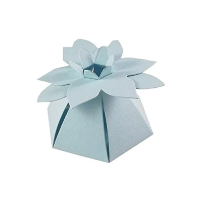 Image of 30 x Light Blue Flower Top Wedding Favour Boxes