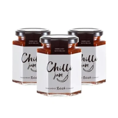Image of Hawkshead Chilli Jam 3 x 220g Jars Sweet and Spicy with Chillies, Onion &amp; Garlic Ideal Marinade, Dip, or Sauce Vegan, Vegetarian, Gluten Free