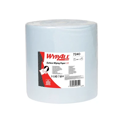 Image of WypAll L10 Surface Wiping Paper 7240 Jumbo Xtra Wide Wiper Roll 1 Blue x 1,000 Wipers