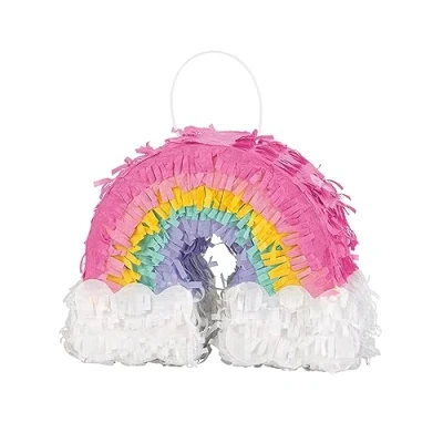 Image of Vibrant Mini Rainbow Pinata Favor Decoration (20cm x 15cm) Vibrant, Colorful &amp; Fun Party Accent Perfect for Parties Events 1 Pc