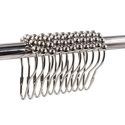 Image of Ulable 24 Pack Shower Curtain Hooks Rings Roller Balls Chrome Stainless Steel Metal Rust Free. (Chrome)