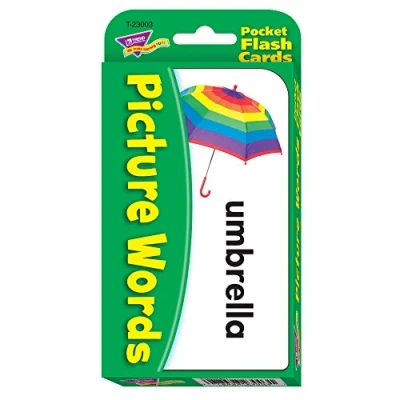 Image of Daler Rowney Trend 56 Piece 8 x 13 cm Picture Words Pocket Flash Cards, White